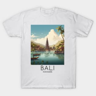 A Vintage Travel Illustration of Bali - Indonesia T-Shirt